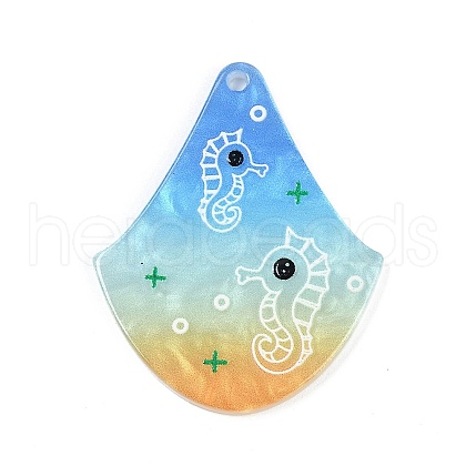 Marine Organism Series Fan Shape Acrylic Pendants OACR-Q101-03E-1