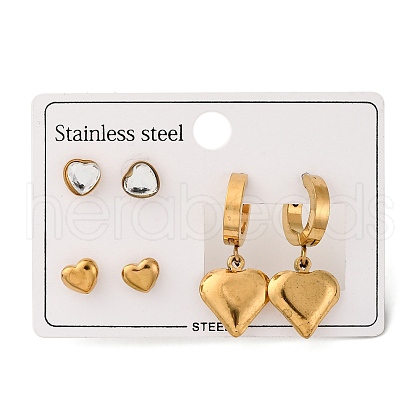 304 Stainless Steel Stud & Hoop Earrring Set for Women EJEW-U063-06A-G-1
