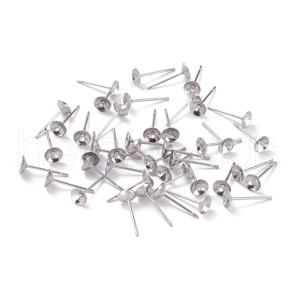 Non-Tarnish 304 Stainless Steel Stud Earring Settings STAS-J031-12-1