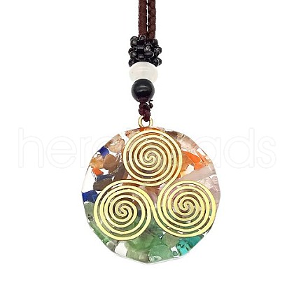 Orgonite Chakra Natural & Synthetic Mixed Stone Pendant Necklaces QQ6308-3-1