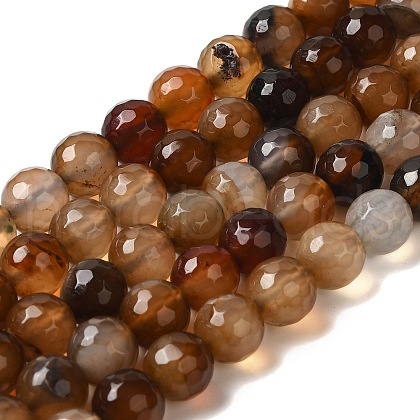 Dyed & Heated Natural Banded Agate Beads Strands G-P539-F01-04-1