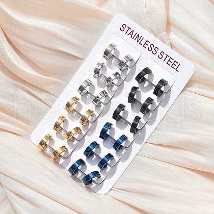 304 Stainless Steel Hoop Earrrings for Women EJEW-U066-01-1