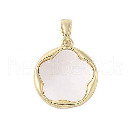 Brass Pave Shell Pendants KK-I712-46G-1