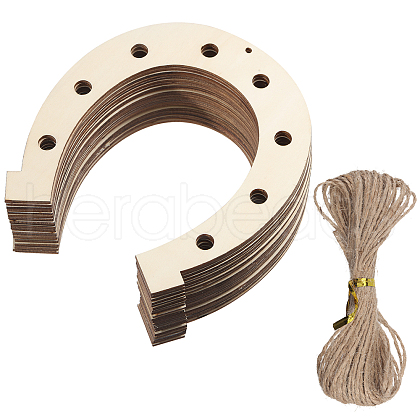 Horseshoe Wood Pendant Decorations WOOD-WH034-90-1