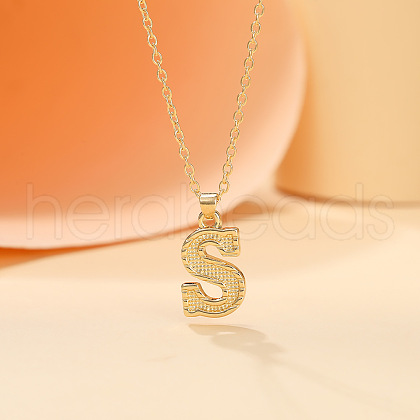 Alloy Textured Initial Pendant Necklaces FS-WG9837C-19-1