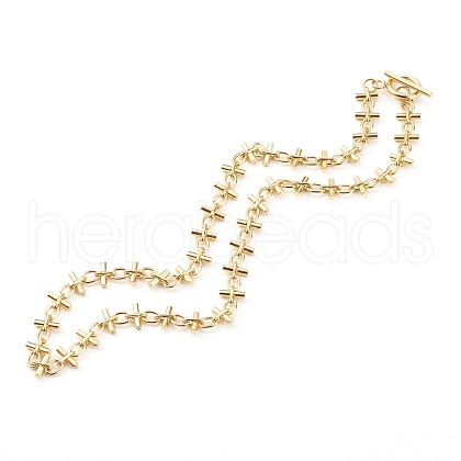 Brass Bar Link Chain Necklaces NJEW-JN03355-1