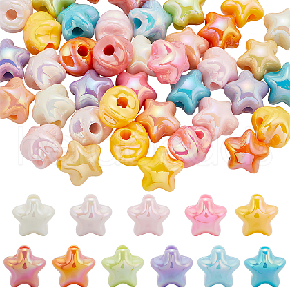 SUNNYCLUE 60Pcs UV Plating Iridescent Acrylic Beads MACR-SC0001-52-1