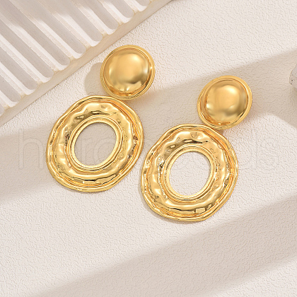 Vintage French Style Hollow Oval Brass Dangle Stud Earrings CE9970-1