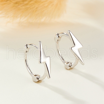 S925 Sterling Silver Lightning Hoop Earrings OB5526-8-1