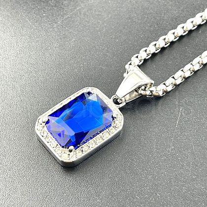 Elegant Punk Hip Hop Stainless Steel Rhinestone Pendant Necklaces XQ7277-1