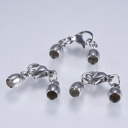 Tarnish Resistant 201 Stainless Steel Cord Ends STAS-F145-03P-8x4mm-1