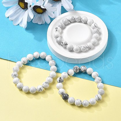 Natural Howlite Beaded Stretch Bracelets BJEW-Q692-42-10mm-1