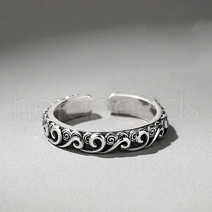Auspicious Cloud Pattern 925 Sterling Silver Adjustable Cuff Rings FS-WG18D46-01-1