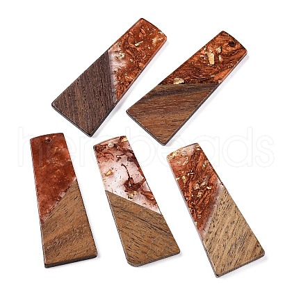 Opaque Resin & Walnut Wood Pendants RESI-T058-04D-1