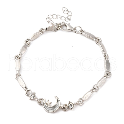 Alloy Pave Cubic Zirconia Moon Link Bracelets WG9EBEA-06-1