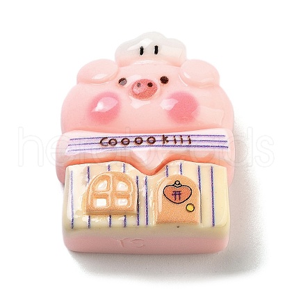 Pig Theme Opaque Resin Cabochons CRES-U002-02E-1