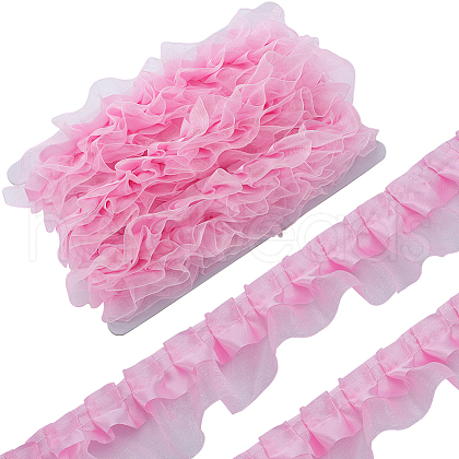Gorgecraft 10M 2-Layer Polyester Pleated Lace Trim Ribbon DIY-GF0008-89B-1