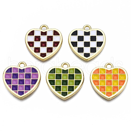 Rack Plating Alloy Checkerboard Pendants PALLOY-S132-257-RS-1