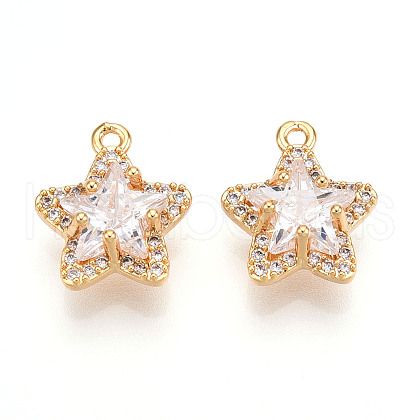 Brass Micro Pave Cubic Zirconia Charms KK-N261-117A-G-1