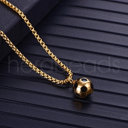 Titanium Steel Enamel Football Pendant Necklace with Box Chains PW-WG87622-01-1