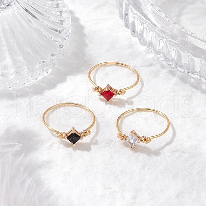 3Pcs 3 Colors Transparent Glass Finger Rings RJEW-JR00871-1