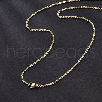 2mm Brass Rope Chain Necklaces for Men Women NJEW-G160-18G-1