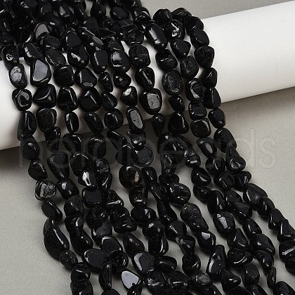 Natural Black Tourmaline Beads Strands G-Q060-E15-1