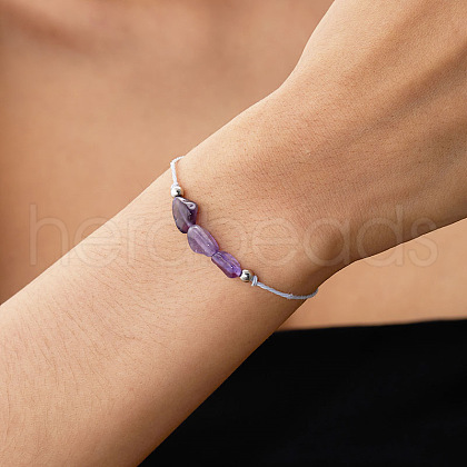 Natural Amethyst Chip Beads Braided Bead Bracelets for Men Women WGC996D-03-1
