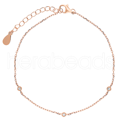925 Sterling Silver Cubic Zirconia Link Anklets for Women TL9356-1