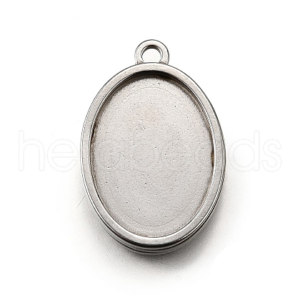 304 Stainless Steel Pendant Cabochon Settings STAS-S181-02P-E-1