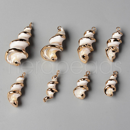 Natural Trochid Shell/Trochus Shell Pendants SSHEL-N032-07-1