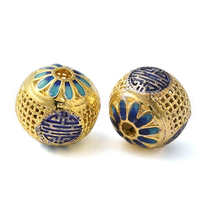 Rack Plating Brass Enamel Beads KK-P276-22C-G-1