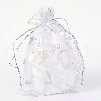 Heart Printed Organza Bags X-OP-R022-10x15-03-1