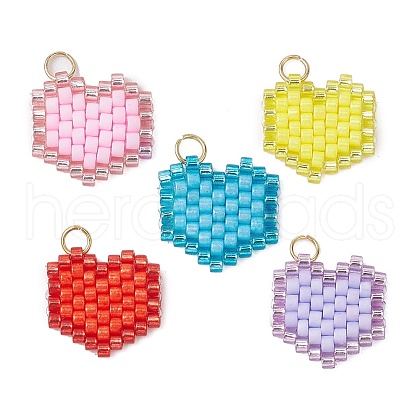 Seed Beads Beaded Charms PALLOY-MZ00359-1