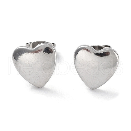 Non-Tarnish 304 Stainless Steel Heart Ear Studs for Women EJEW-P234-19P-1