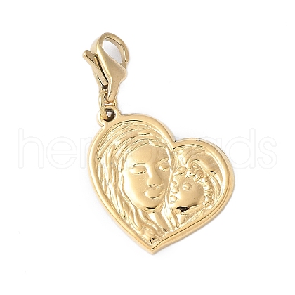 304 Stainless Steel Heart with Mother and Son Pendant Decoration STAS-S165-16G-1