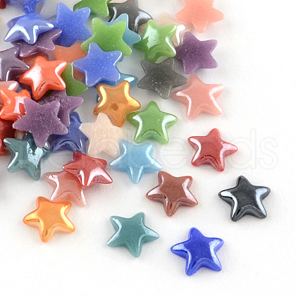 Pearlized Plated Opaque Glass Cabochons PORC-R139A-M-1