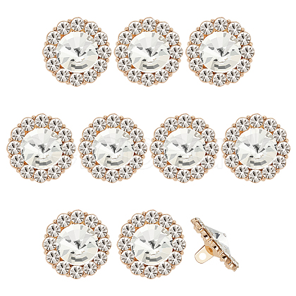 10Pcs Alloy Rhinestone Shank Buttons FIND-FG0003-20KCG-1