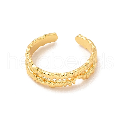 Brass Open Cuff Ring for Women RJEW-A015-03G-1