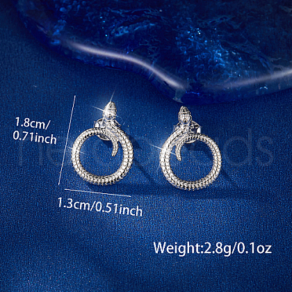 Snake Shape Rhodium Plated 925 Sterling Silver Stud Earring ZD1642-1-1