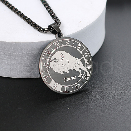 201 Stainless Steel Pendant Necklaces with Alloy Box Chain WGA45A6-14-1