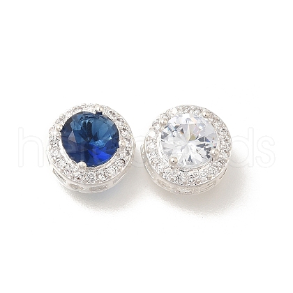 Rack Plating Brass Micro Pave Cubic Zirconia Beads KK-S399-09P-A-1