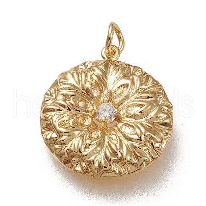 Brass Micro Pave Clear Cubic  Zirconia Pendants ZIRC-L099-031G-1