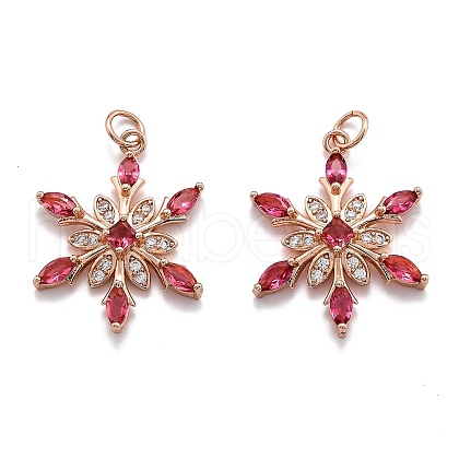 Brass Cubic Zirconia Pendants ZIRC-O044-02E-RG-1