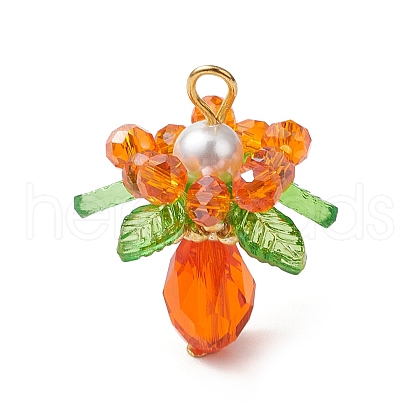 Glass with Round Shell Pearl and Acrylic Charms Pendants PALLOY-MZ00647-05-1