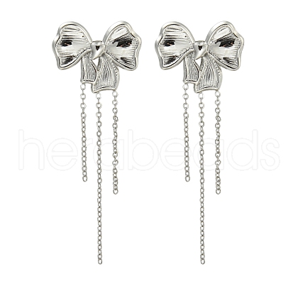 Non-Tarnish 304 Stainless Steel Chain Tassel Stud Earrings EJEW-G400-06P-1