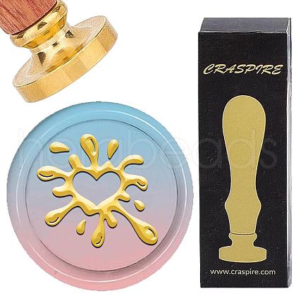 Brass Wax Seal Stamps with Wood Handle AJEW-WH0412-0356-1