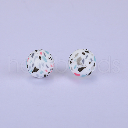 Printed Round Silicone Focal Beads SI-JX0056A-18-1