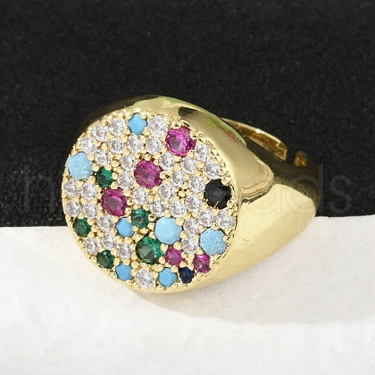 Brass Micro Pave Cubic Zirconia Finger Rings for Women RJEW-C129-09G-1