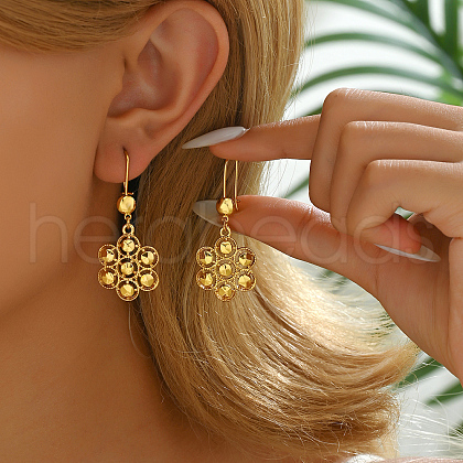 Alloy Hollow Sunflower Hoop Earrings QA8792-1